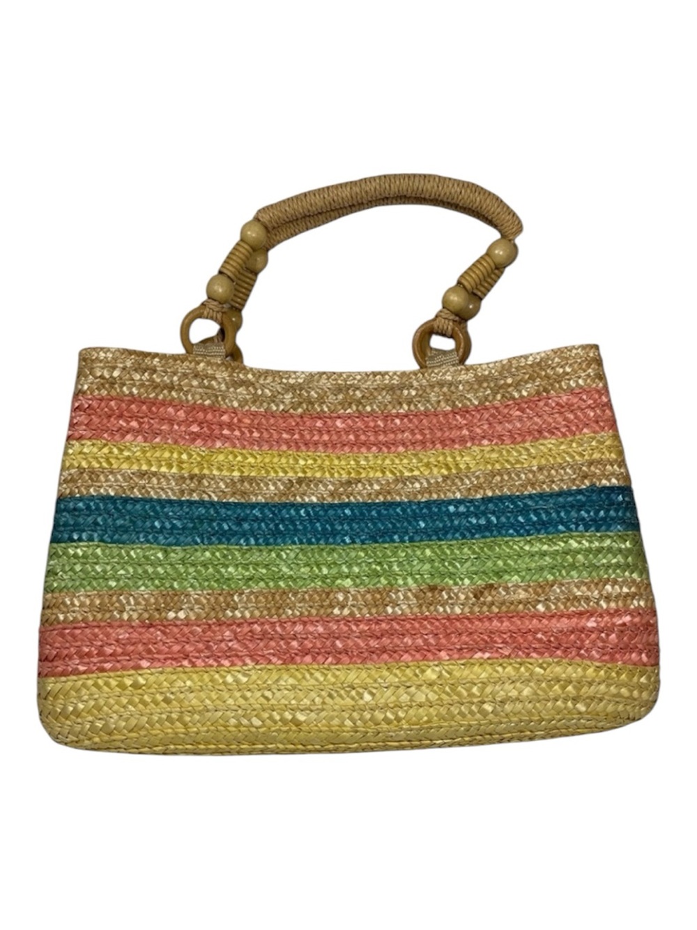 Croft & Barrow Straw Tote Bag multi Color Striped